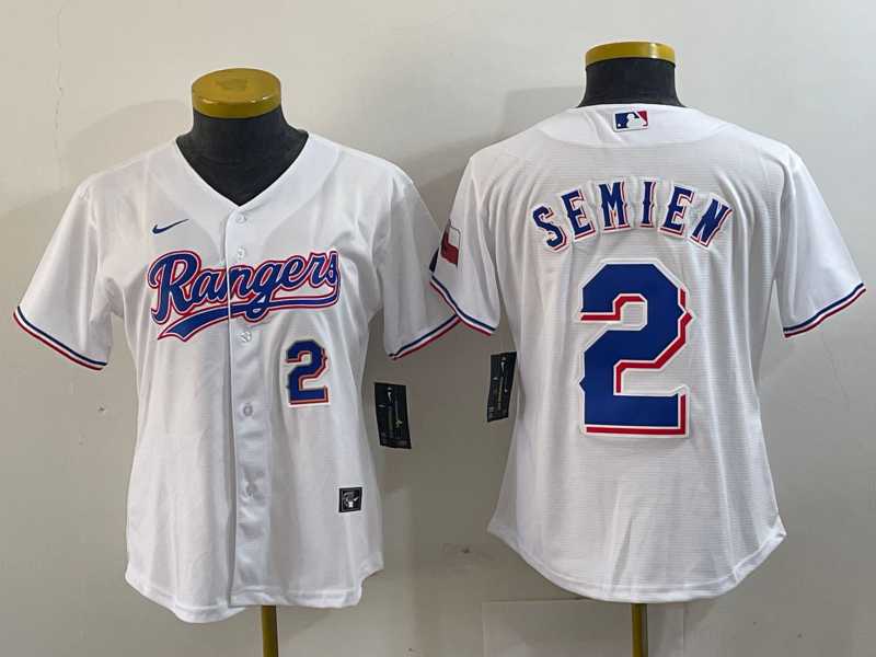 Womens Texas Rangers #2 Marcus Semien Number White 2024 Gold Collection Limited Cool Base Jerseys